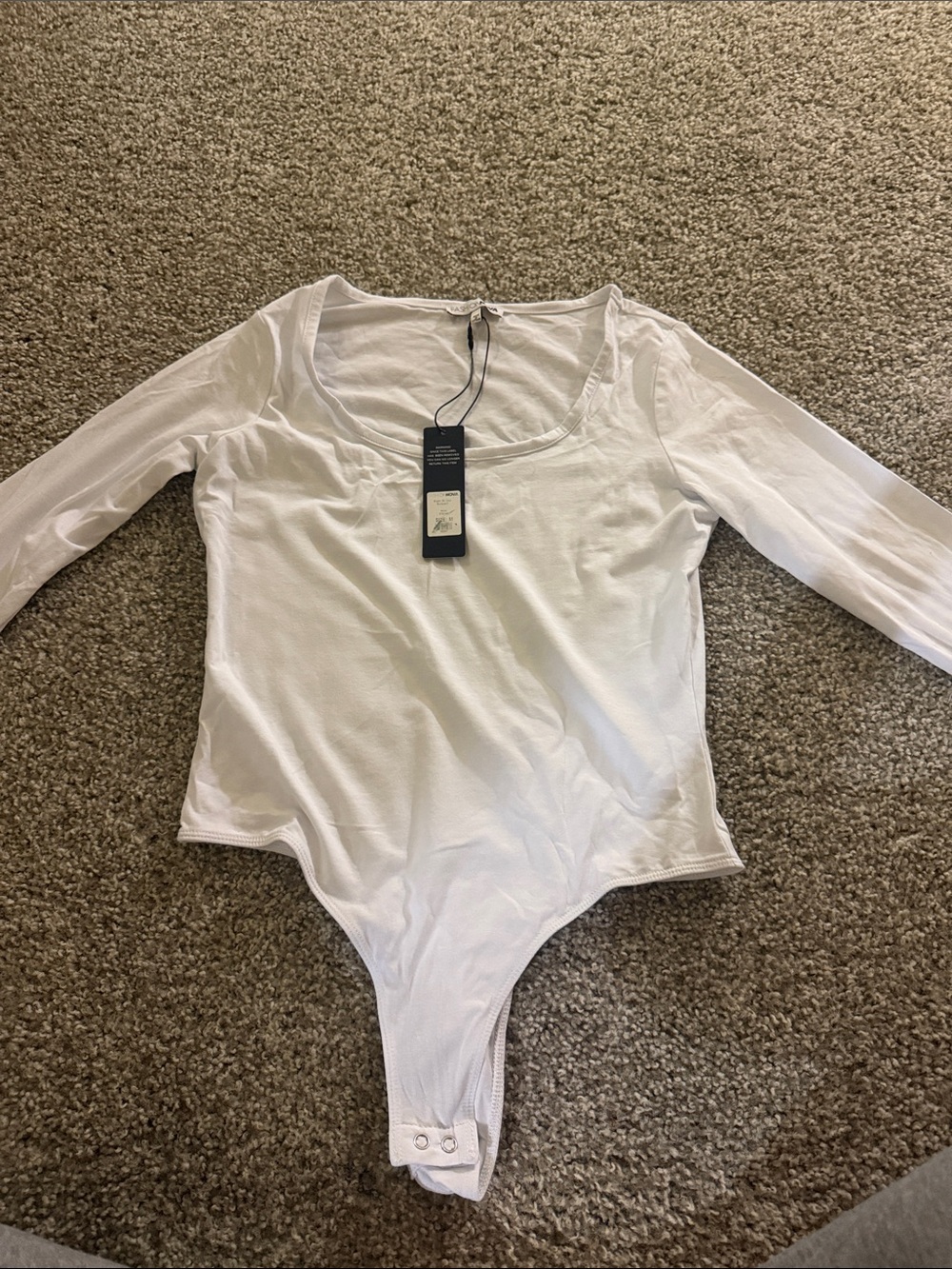 Fashion Nova White Long Sleeve Scoop Neck Bodysuit